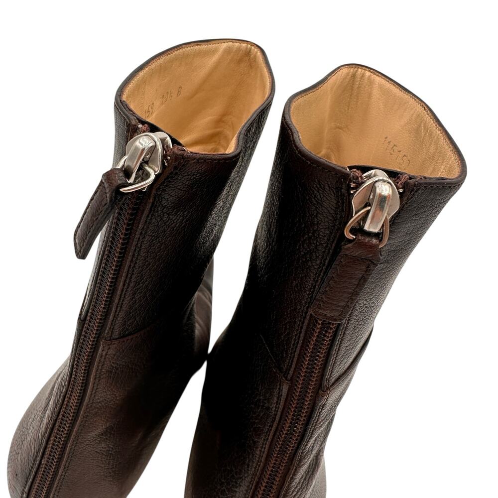 Gucci Vintage Brown Leather Pointed Toe Bootie Heels Size 10.5 - Picture 9 of 12